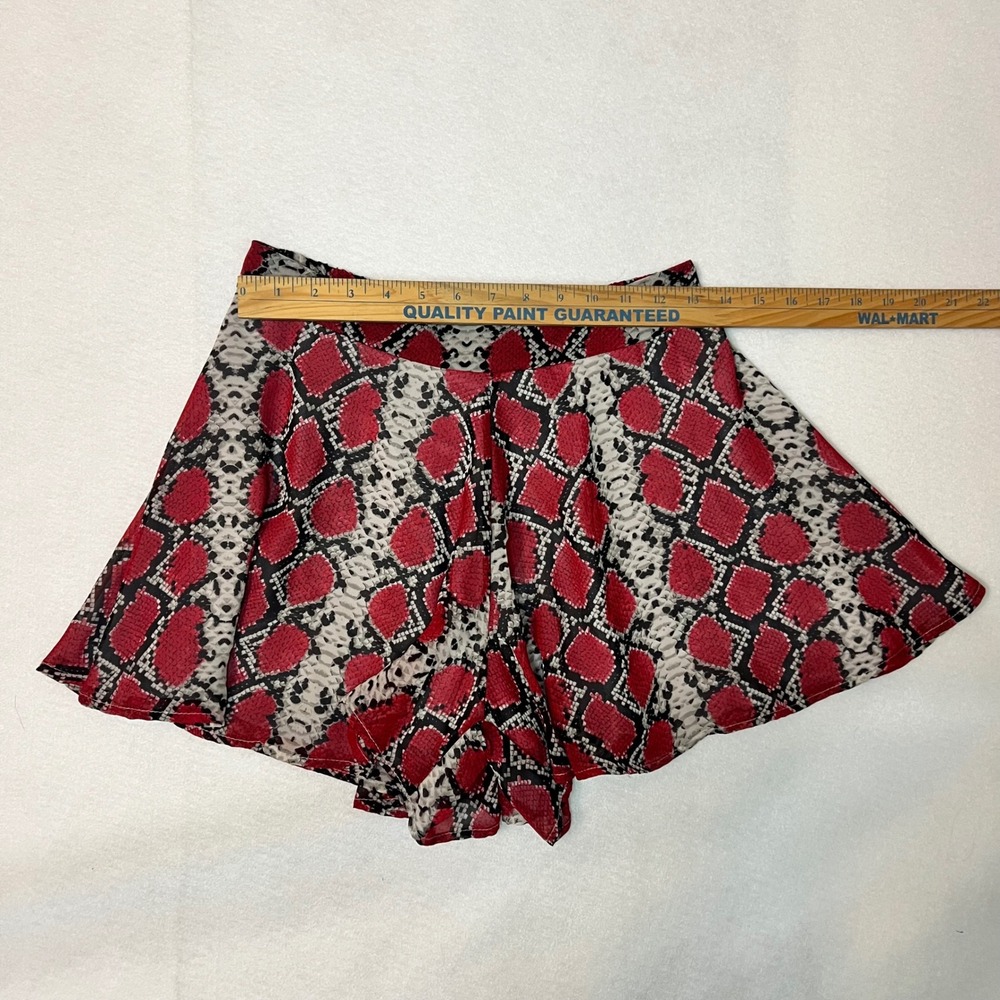 Adrienne The Razorback Short Red Snakeskin Print High Waist Flowy Skort Women M - Picture 6 of 8